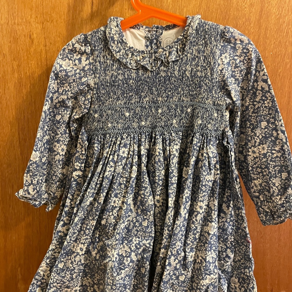Pepa London Blue and White Floral Smocked Dress